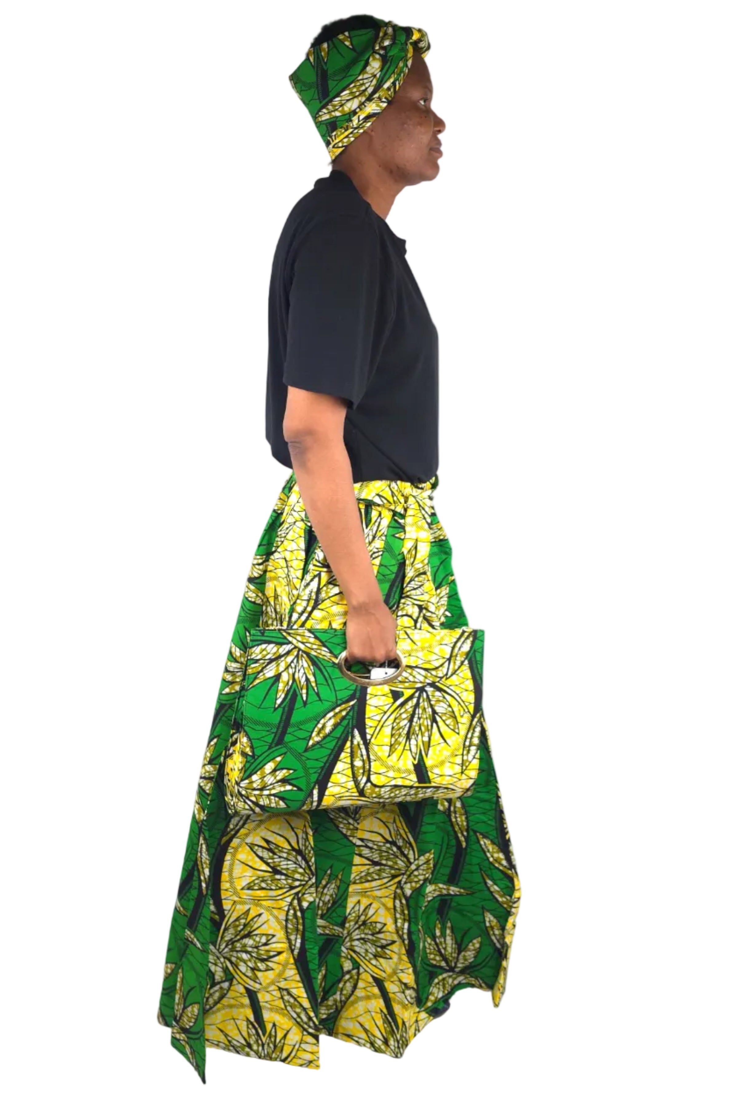 African Long Maxi Skirt With Handbag