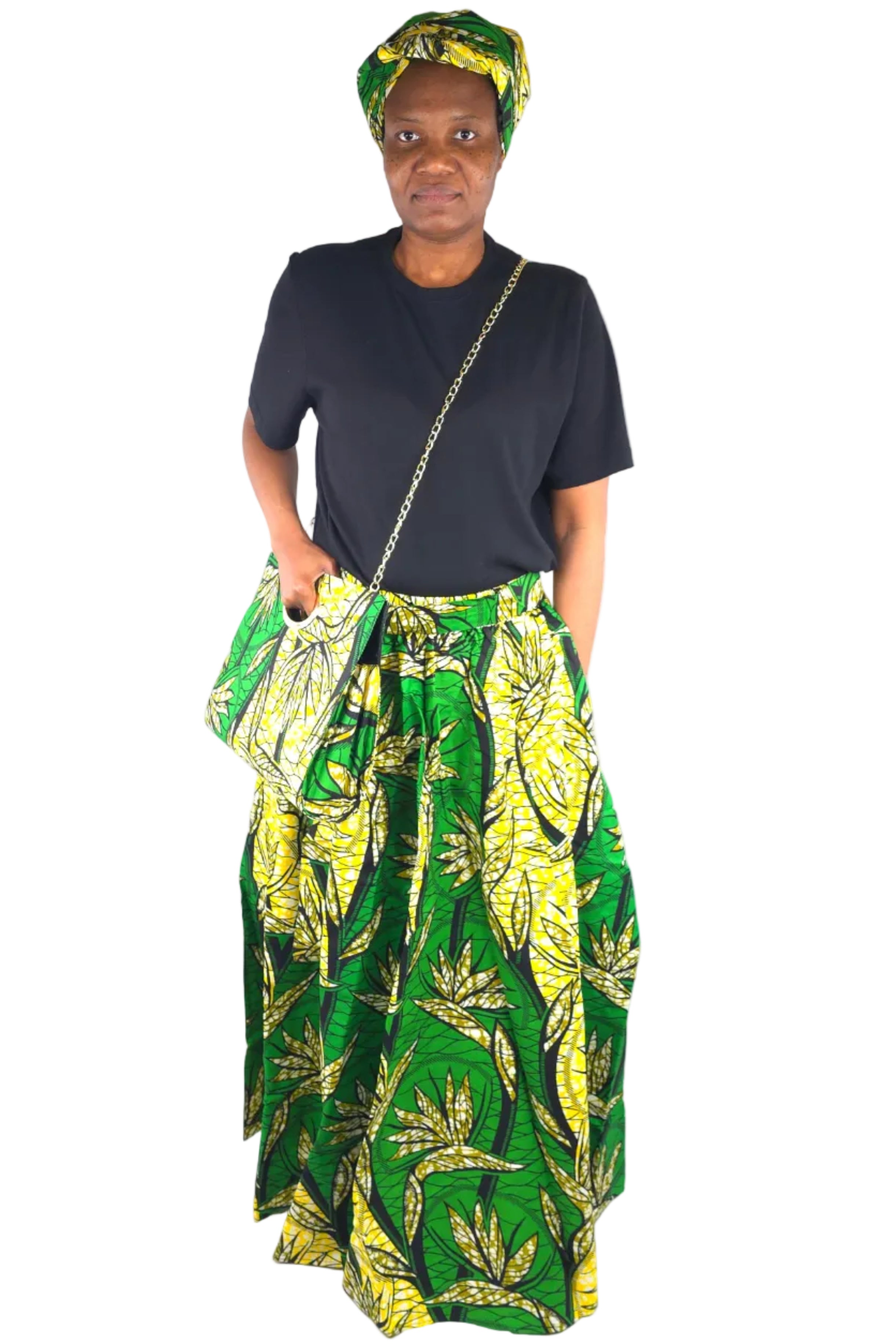 African Long Maxi Skirt With Handbag