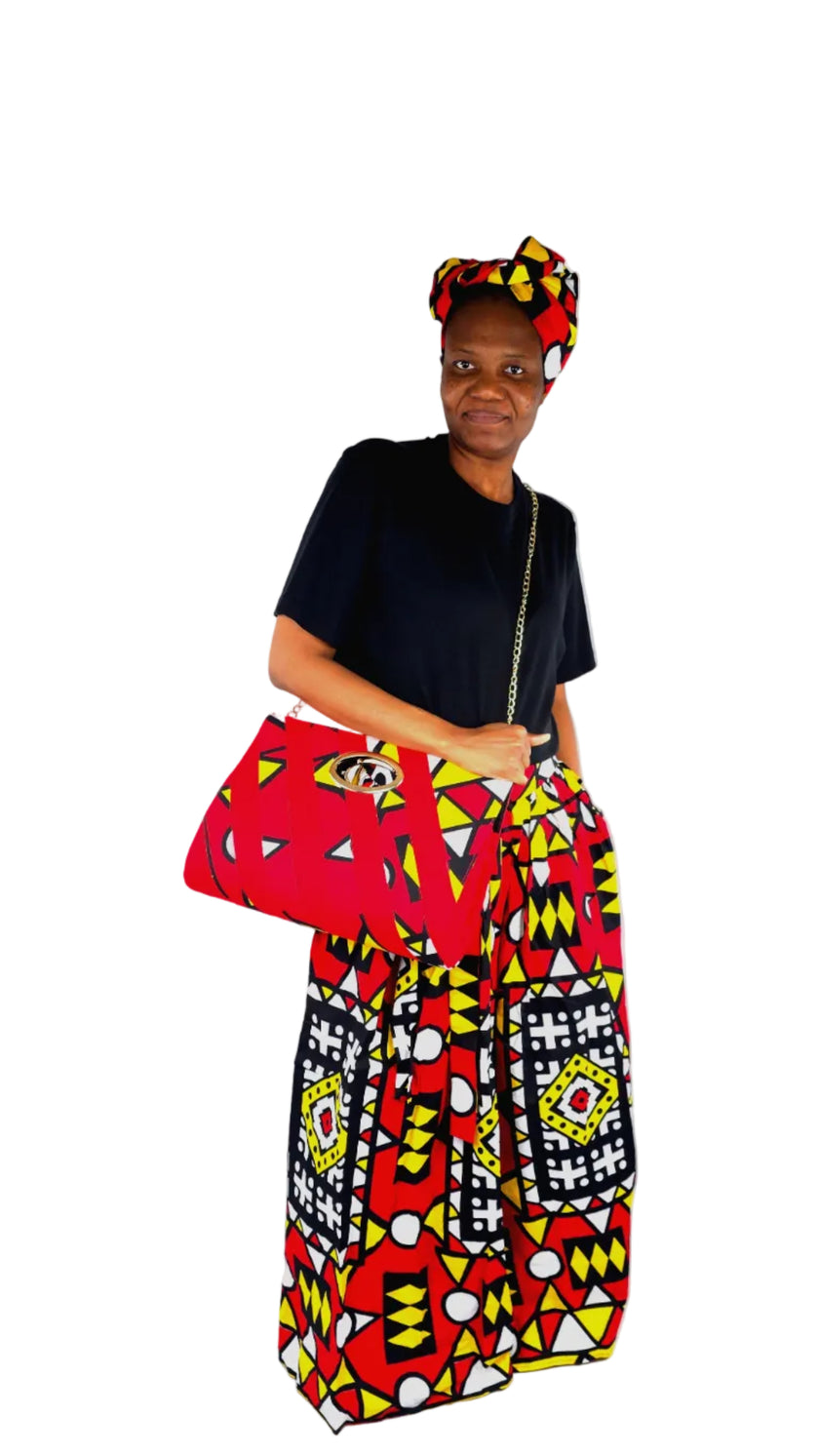 African Long Maxi Skirt With Handbag