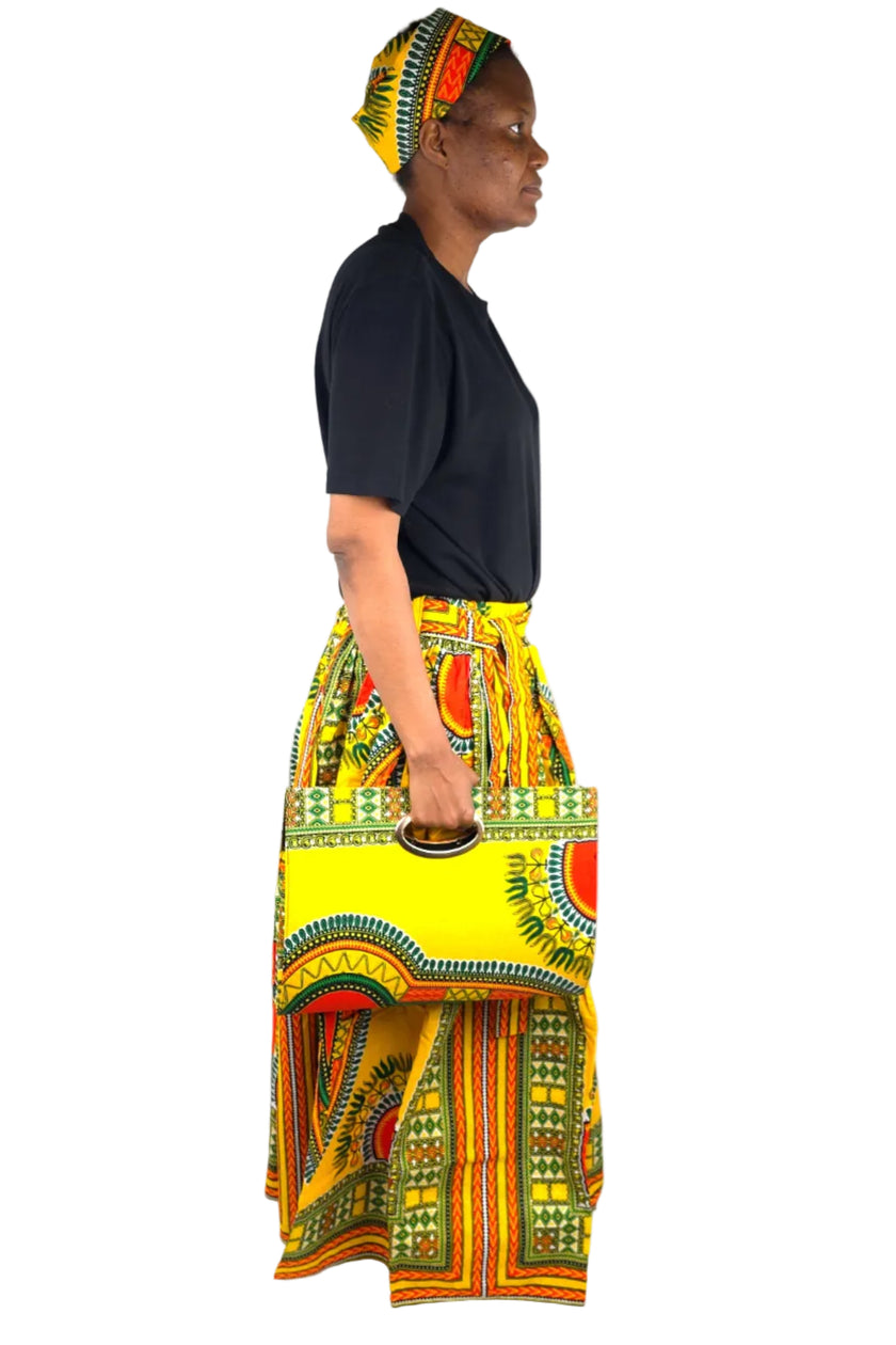 African Long Maxi Skirt With Handbag