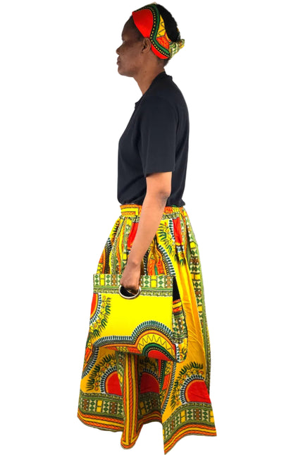 African Long Maxi Skirt With Handbag
