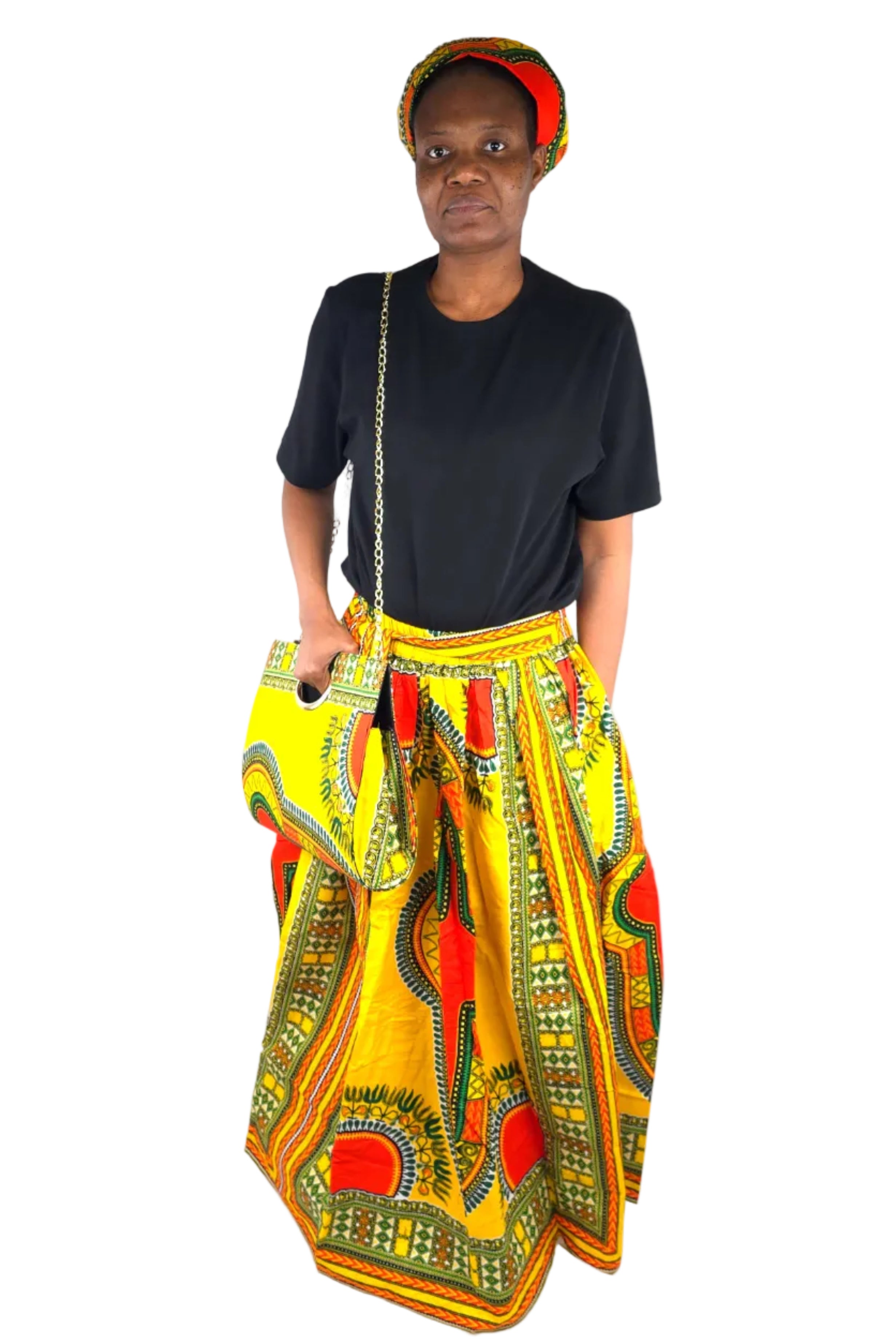 African Long Maxi Skirt With Handbag