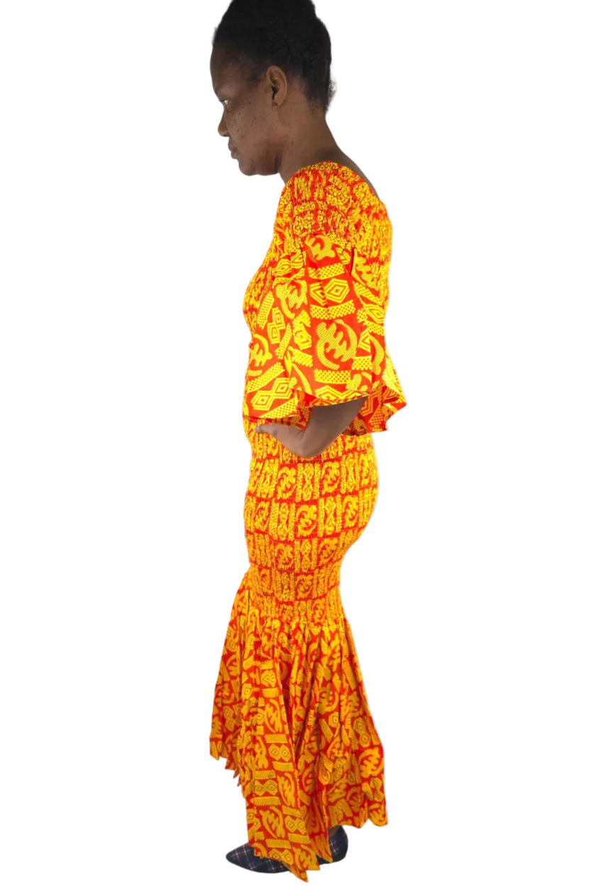 African Long Smoked Mermaid/Fish Tail Dress