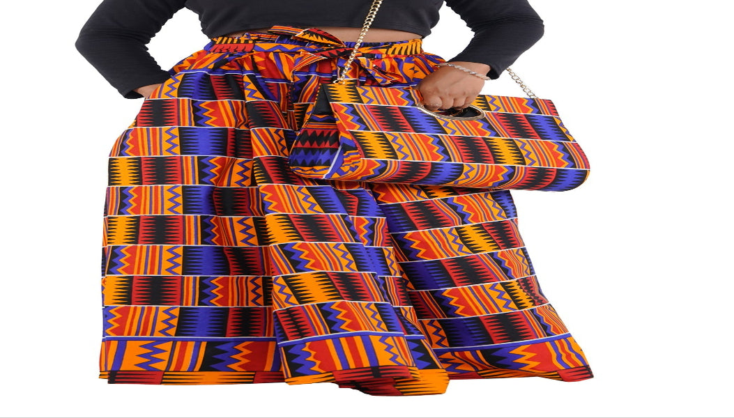 African Long Maxi Skirt With Handbag