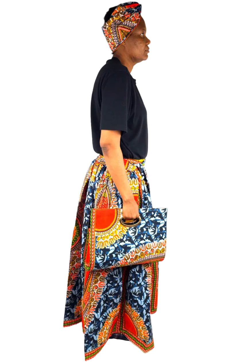 African Long Maxi Skirt With Handbag