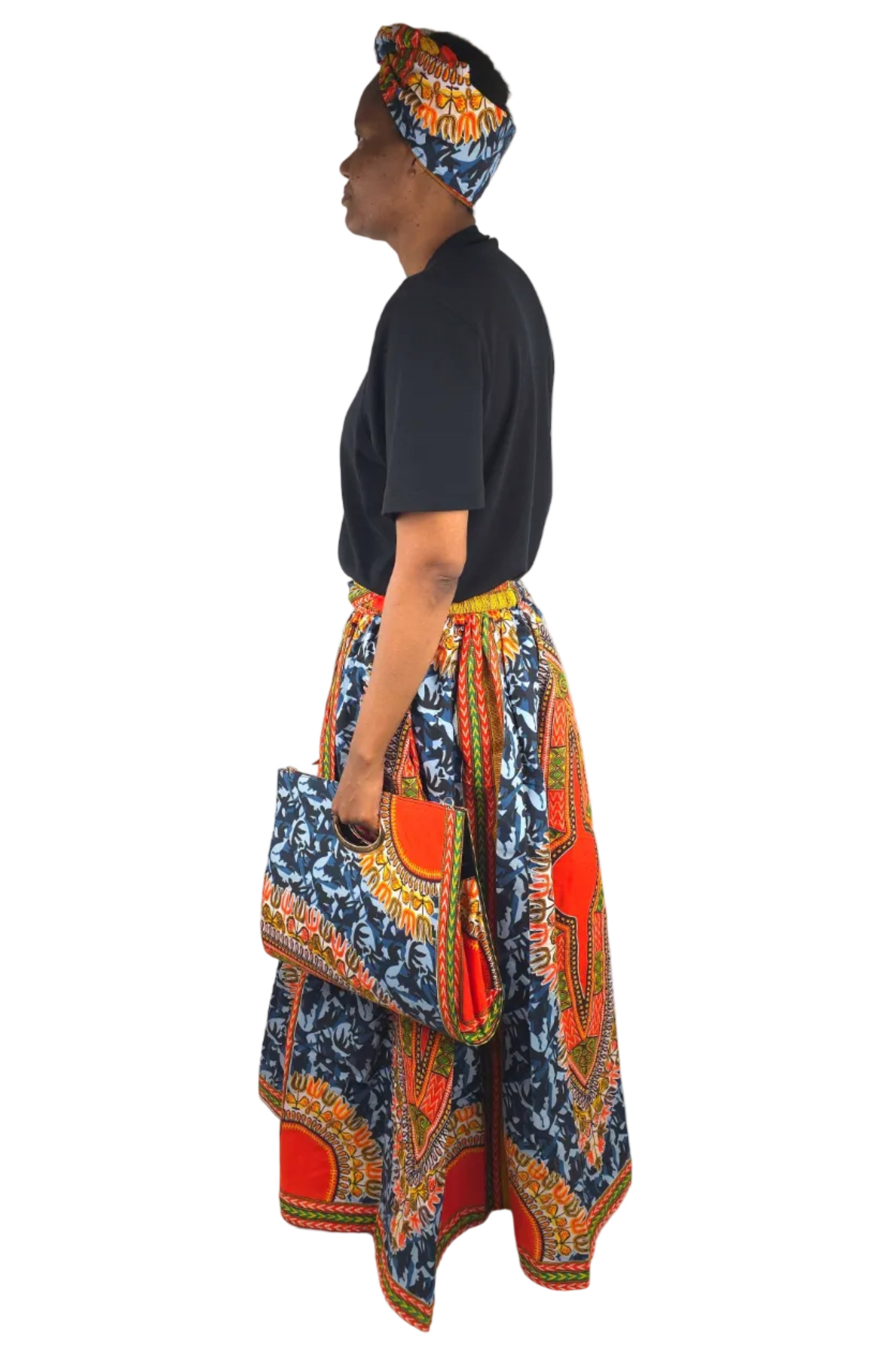 African Long Maxi Skirt With Handbag