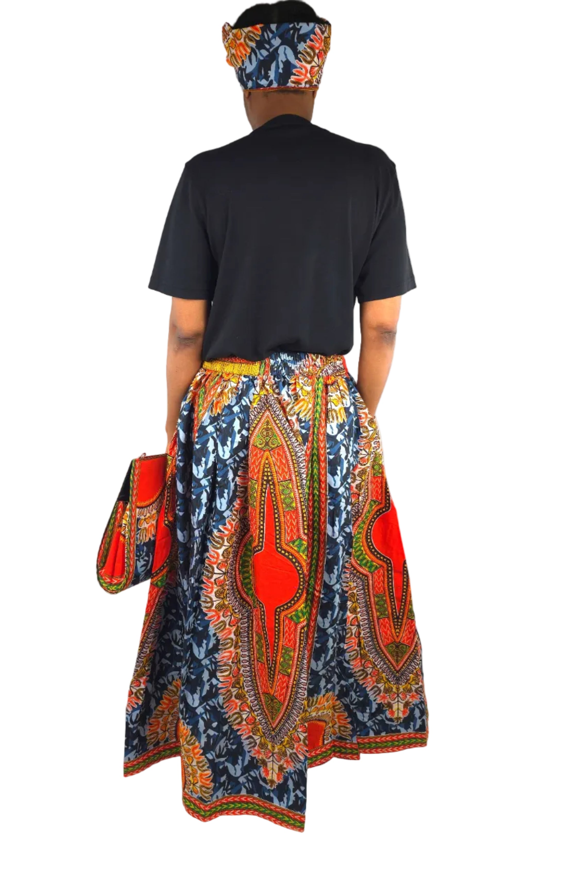 African Long Maxi Skirt With Handbag