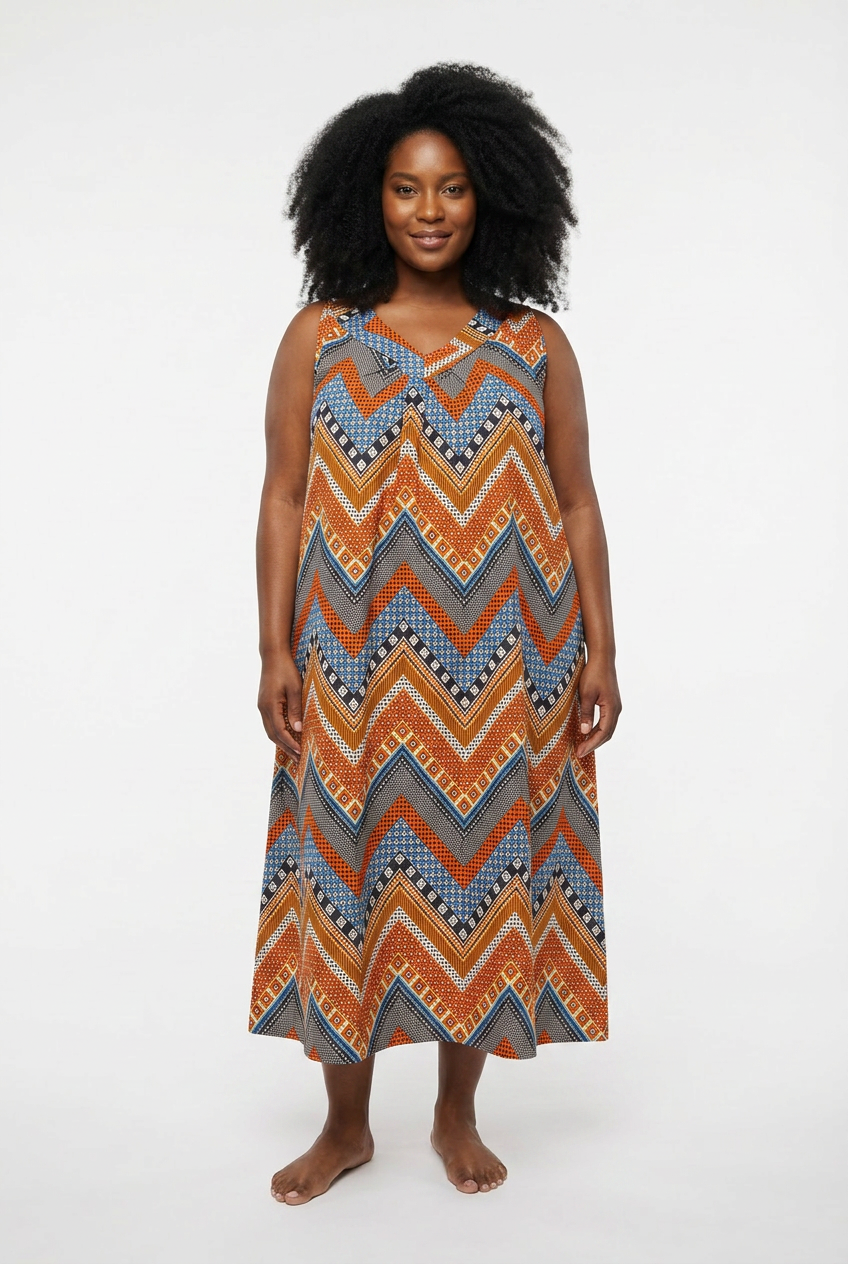 Ankara Print Sleeveless House Dress