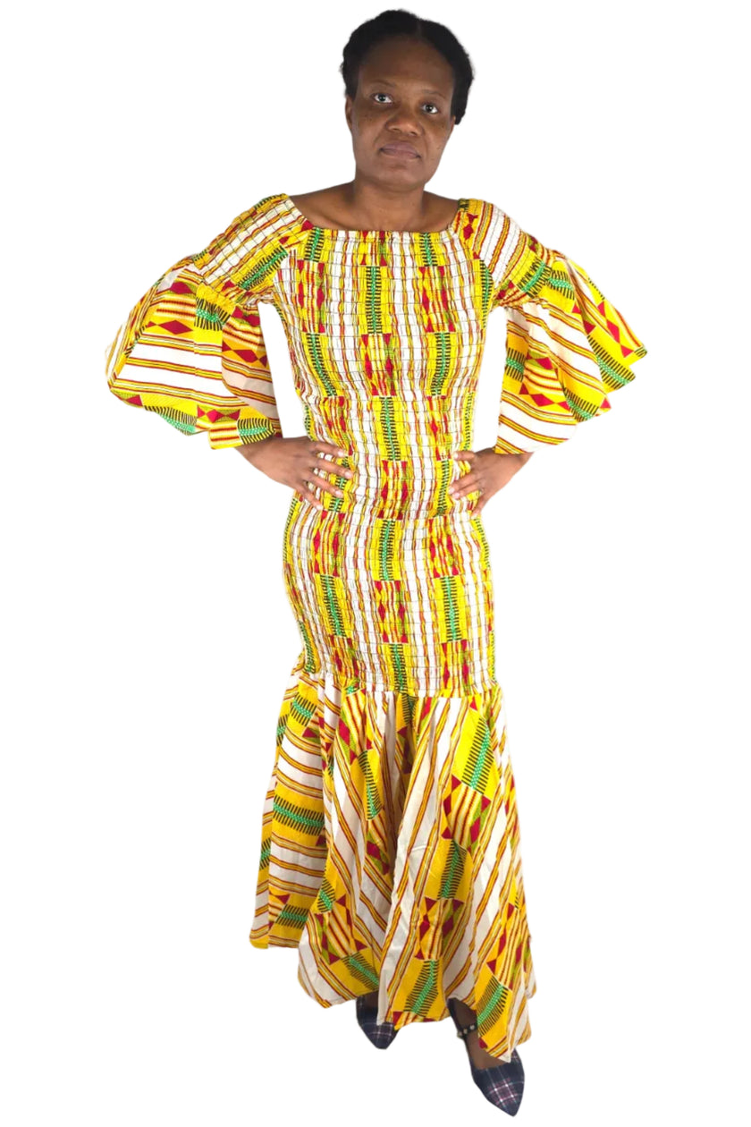 Kente Ladies Long Smoked Mermaid/ Fish Tail Dress