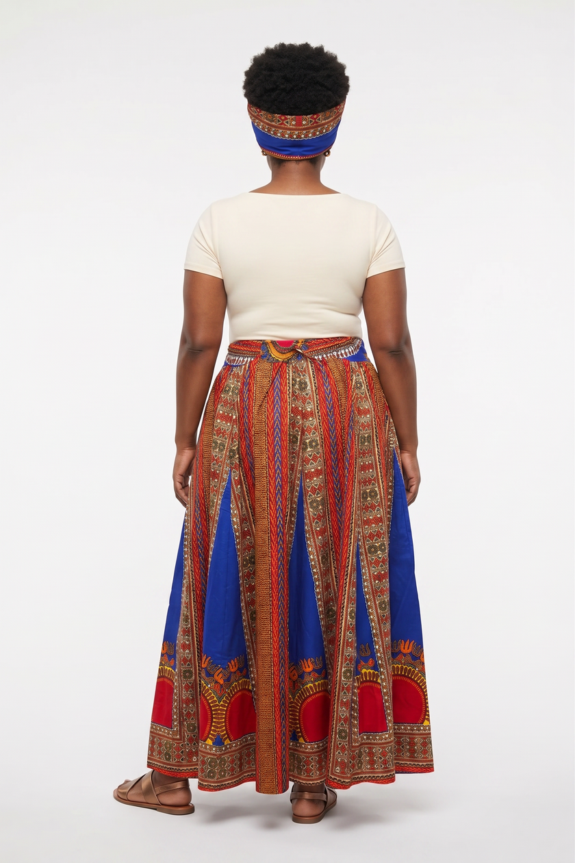 Royal Radiance African Print Maxi Skirt