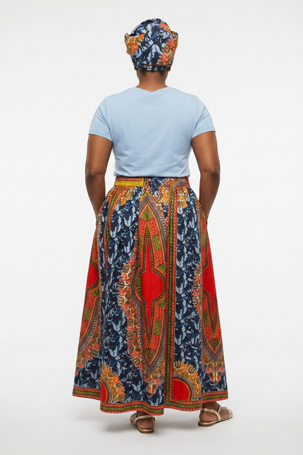 Dashiki Camouflage Maxi skirt & handbag Set