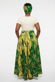 Green Floral Maxi Skirt & handbag Set