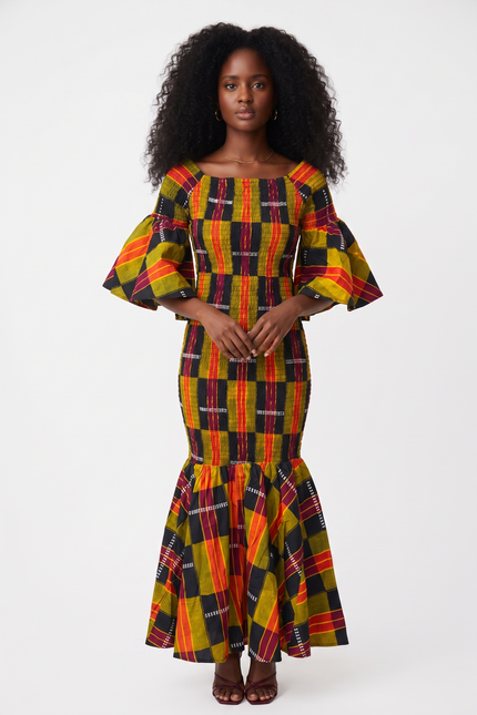 African Long Smocked Mermaid/Fish Tail Dress