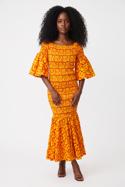 African Long Smoked Mermaid/Fish Tail Dress