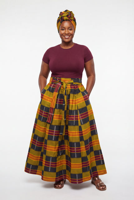 The Classic Kente Print Long Maxi Skirt