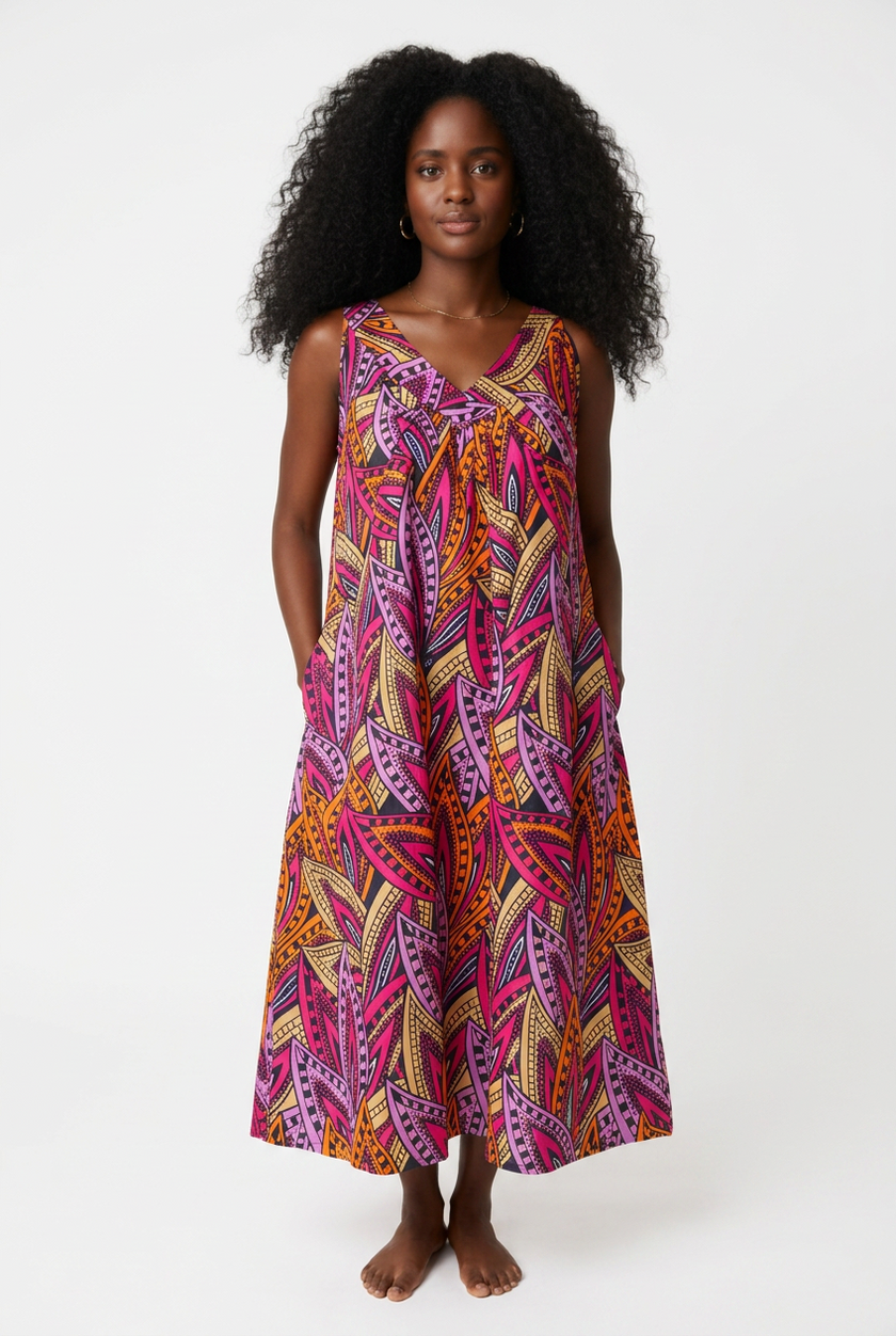 Ankara Print Sleeveless House Dress