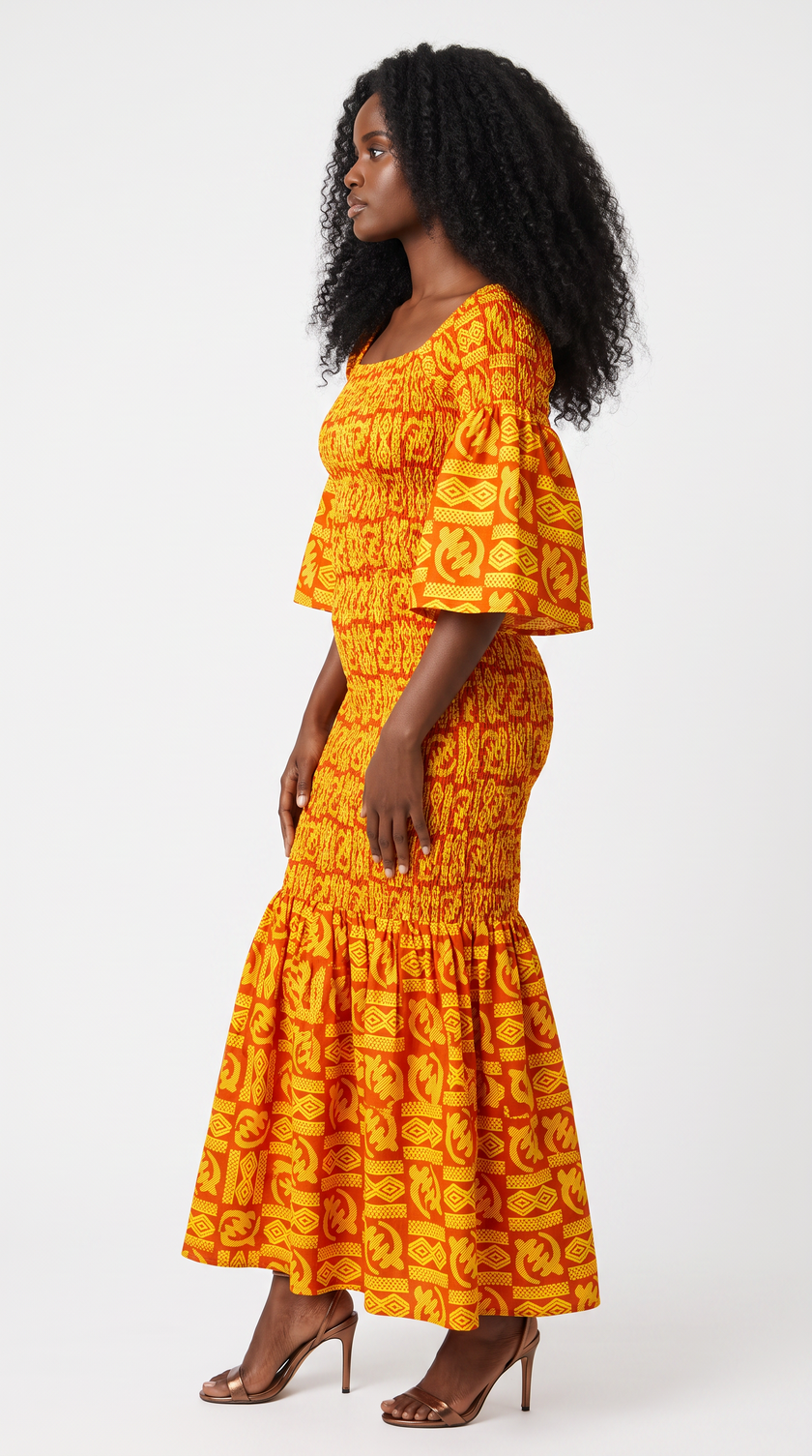 African Long Smoked Mermaid/Fish Tail Dress