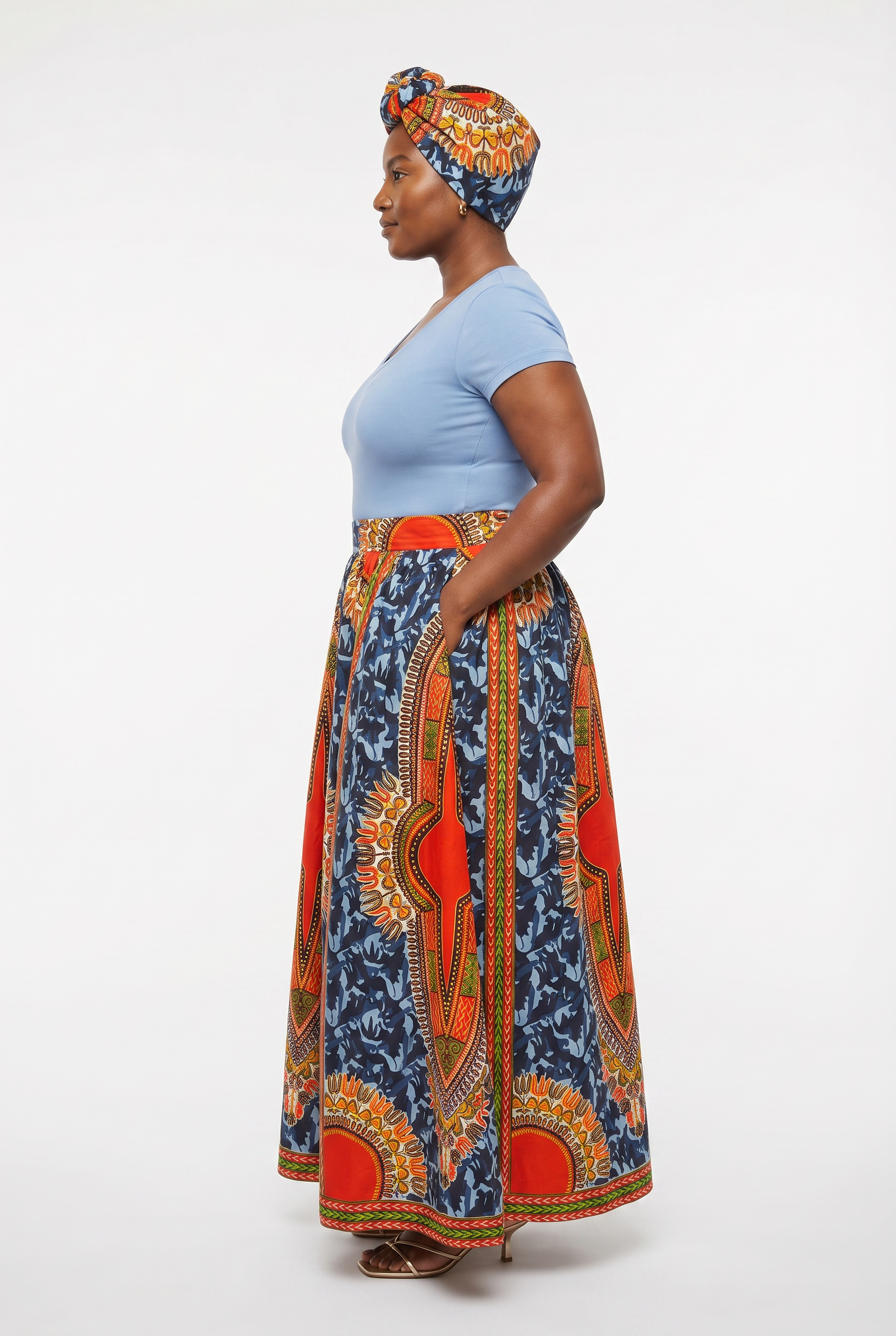 Dashiki Camouflage Maxi skirt & handbag Set
