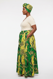 Green Floral Maxi Skirt & handbag Set