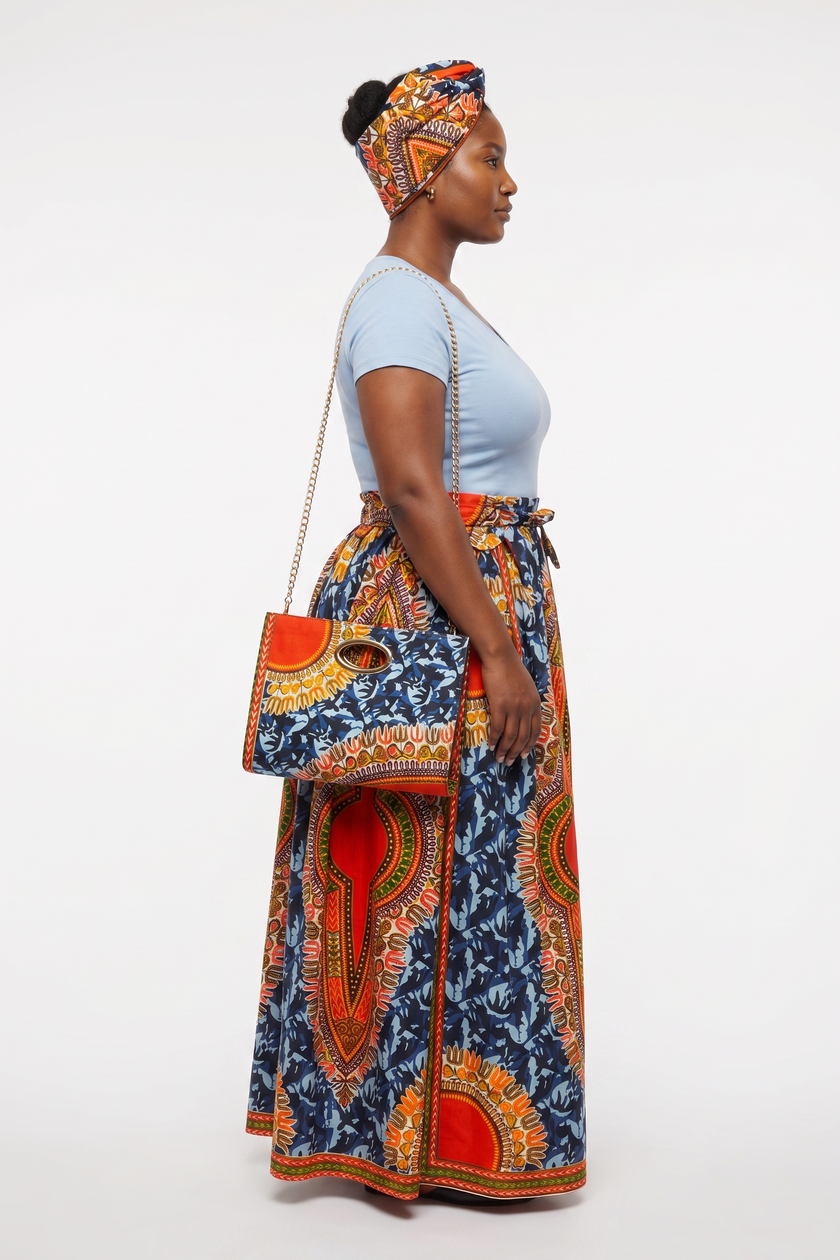 Dashiki Camouflage Maxi skirt & handbag Set