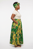 Green Floral Maxi Skirt & handbag Set